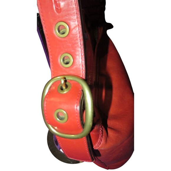 Coach 2007 Bleecker Tattersall Red Burnished Saddle Leather Duffle Bucket Bag - Picture 11 of 14